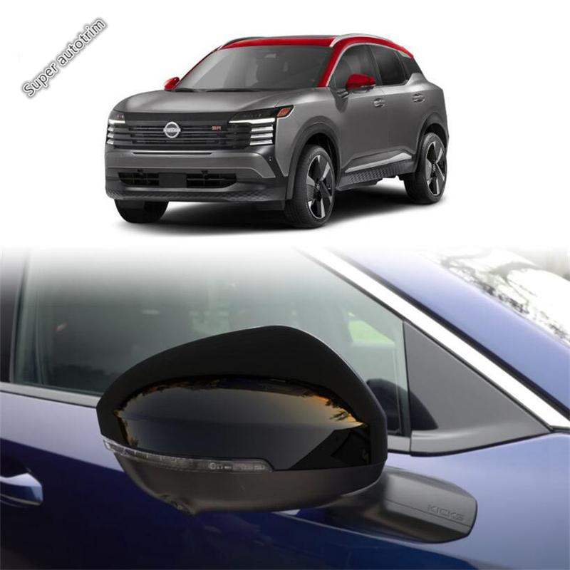 For Nissan Kicks 2025 2026 Car Rearview Side Mirror Cover Cap Sticker Exterior Door Rear View Case Trim Carbon Fiber Accessories
