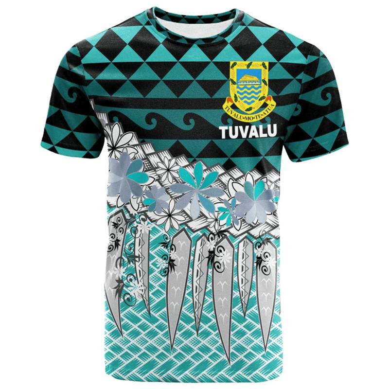 Tuvalu Men's T-shirts Casual Loose Round Neck TV National Flag Short Sleeve Tees Tops Clothing Oversized Tee Shirts Streetwear