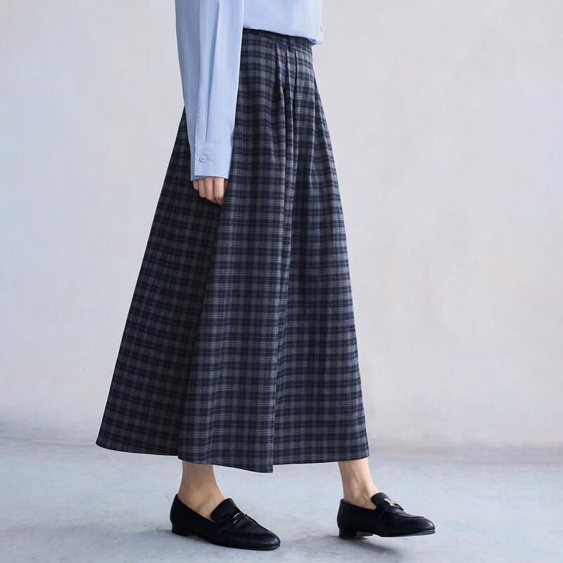INMAN Women's Retro Plaid A-Line Skirt