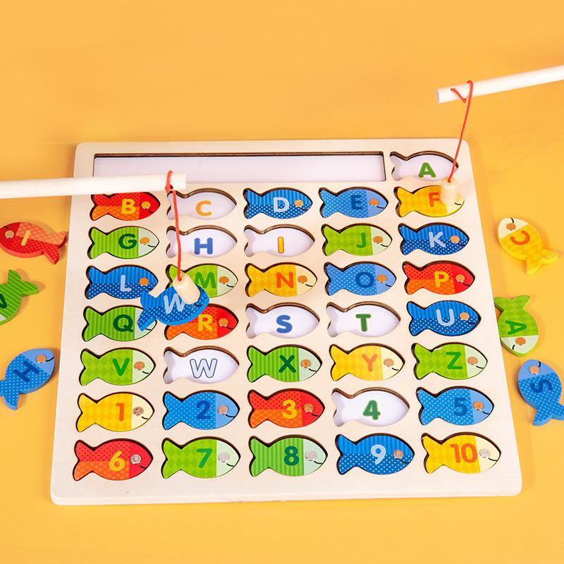 Children's Wooden Magnetic Fishing Toy - Letter & Number Puzzle for Parent-Child Interaction