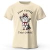 Men's First Coffee Printed T-Shirt 100% Cotton Oversized Morning Graphic Tees for Women Summer Tops Cafe Streetwear