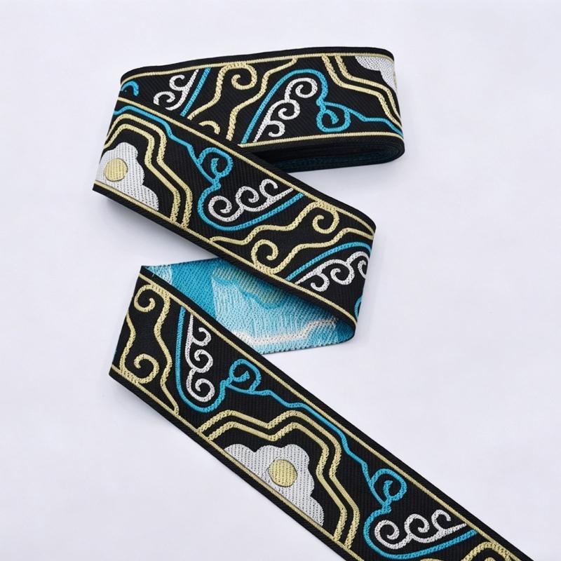 1.7M Long Embroidery Patches Cloud Pattern Fabric Ribbon Sewing Trim For Handmade Costume Curtain Sewing Embellishments