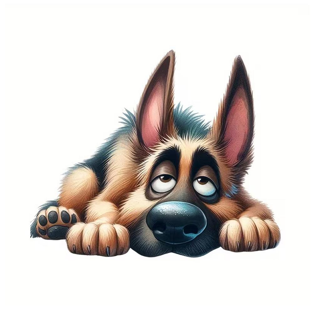 

QT2429#A Four-In-One Sticker Featuring a German Shepherd, Including Scratch-Resistant, Motorcycle, Car Bumper, And Body Decoration Stickers. 15cm-longest side