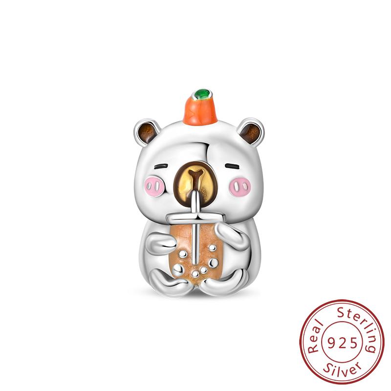 S Copper Charms Pendant Capybara Sausage Dog Animal Safety Chain Beads Fit Original Bracelet Women Jewelry