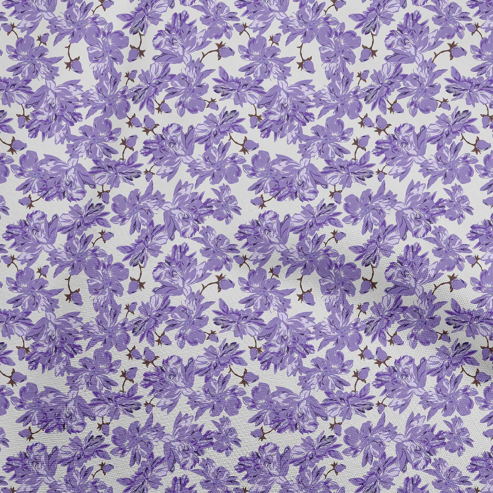 

oneOone Cotton Flex Brown Fabric Florals Fabric For Sewing Printed Craft Fabric By The Yard 40 Inch 42 Inch Wide - Viscose Chiffon Фіолетовий