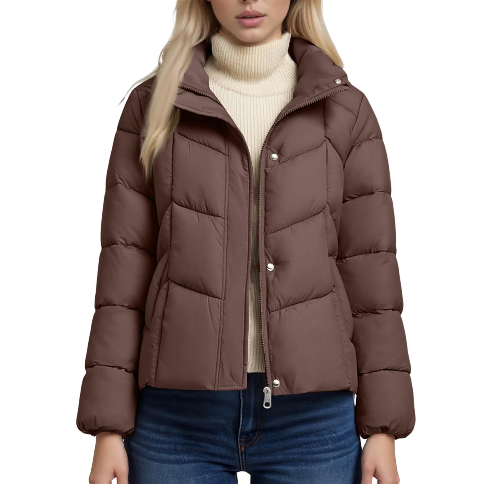 

Женская универсальная свободная теплая модная хлопковая куртка со стойкой XL кофейный