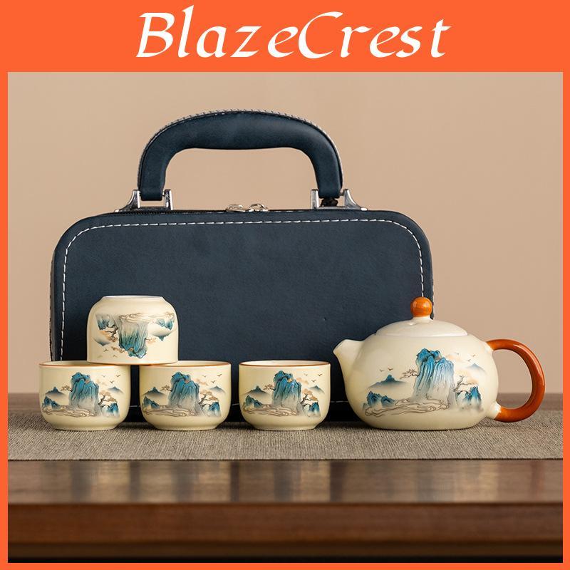 Tea Set Ru Ceramic Kiln Kung Fu Tea Set Household Highend Tea Tea Cup Holiday Gifts Business Gifts