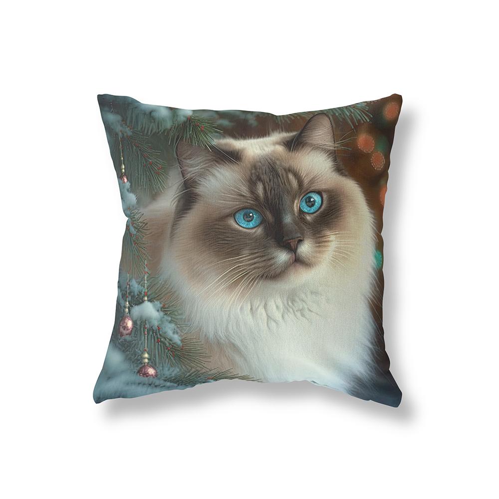 Merry Christmas Cute Dog Print Pattern Polyester Cushion Cover Home Living Room Sofa Decoration Square Pillow Pillow Cover