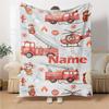 Custom Name fire truck Theme Printed Blanket - Perfect for Couch, Bed, Travel & Outdoor Use | Machine Washable, Cozy & Durable.