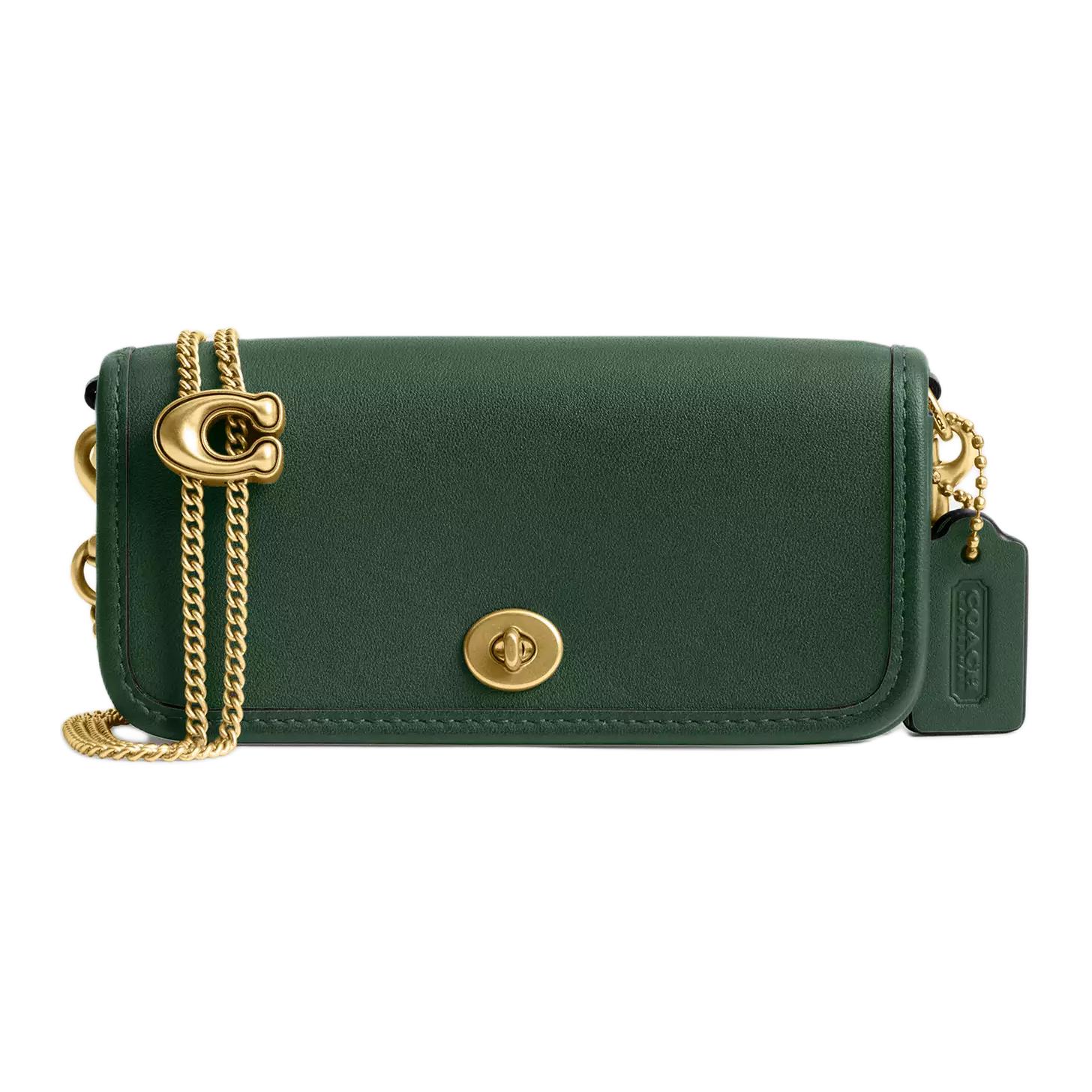 Coach Dinky Bag 14 Printed Logo Leather Crossbody Mini Women bags Hunter-Green CZ108-B4AR2 Basic Set (Bag+Dust Bag)