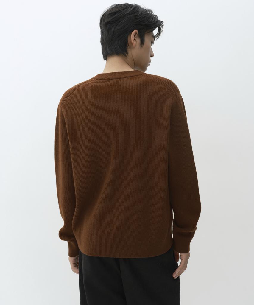 Musinsa Standard [Victoria Wool] Minimal Ribbed V-Neck Knit [Brick]
