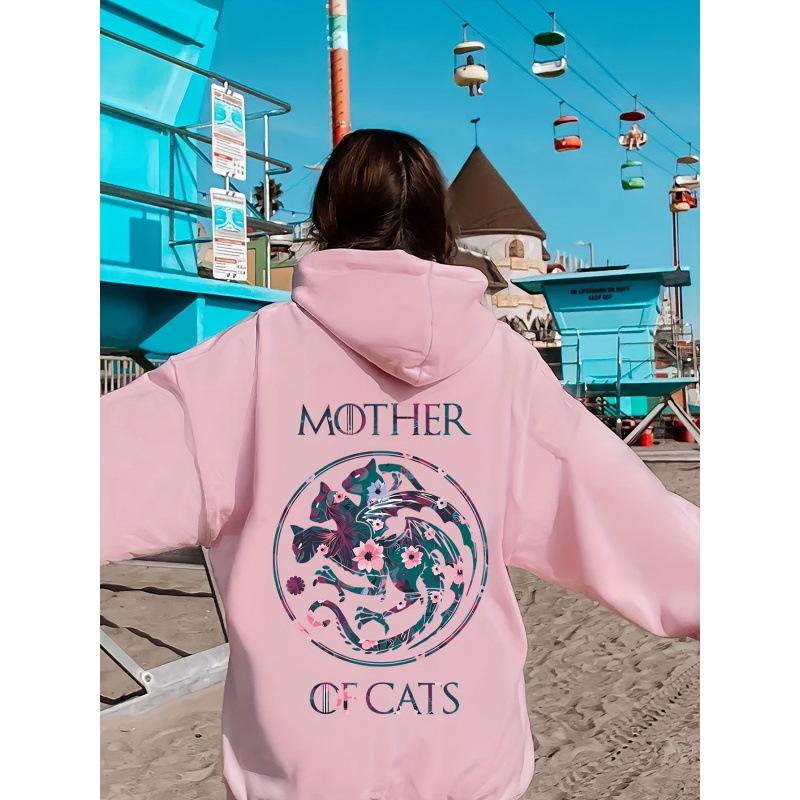 2025 Cross-Border Three-Headed Demon Cat Print Women's Hooded Sweatshirt