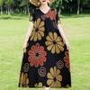 Elegant Women's Dresses Summer Vintage Clothes Plus Size Short Sleeve Casual Loose Long Dress