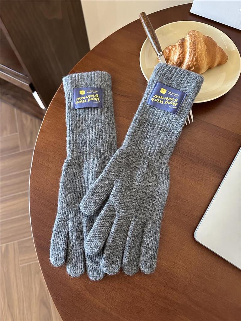 Lange gestrickte Fingerlose Touchscreen-Handschuhe mit verlängertem Handgelenkwärmer für Herbst & Winter