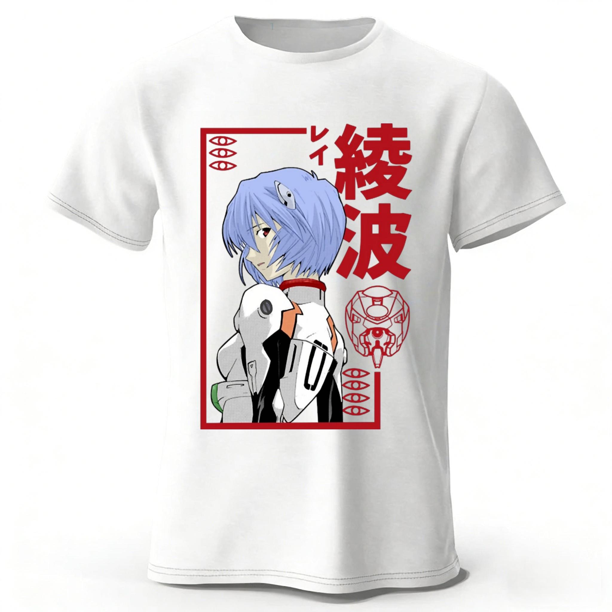 

Аниме Neon Genesis Evangelion Rei Мемориальное издание Чистый хлопок Короткий рукав Мужчины Женщины Повседневная Свободная Удобная Спортивная Футболка XXL белый