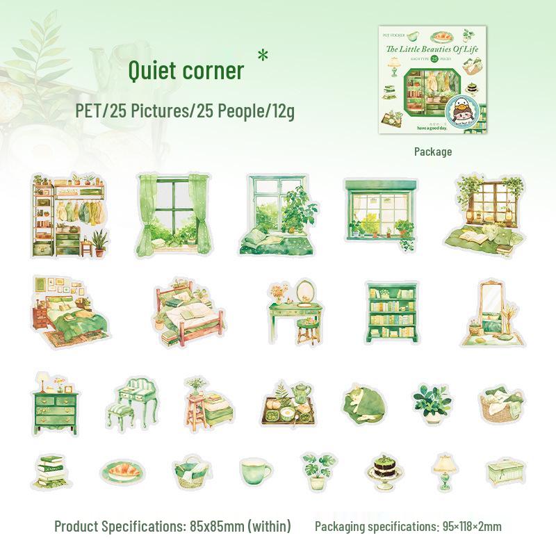 A Beautiful Day Healing Style Pet Stickers: Life s Little Beauties Series - 6 Designs, 25 Sheets, Home Theme