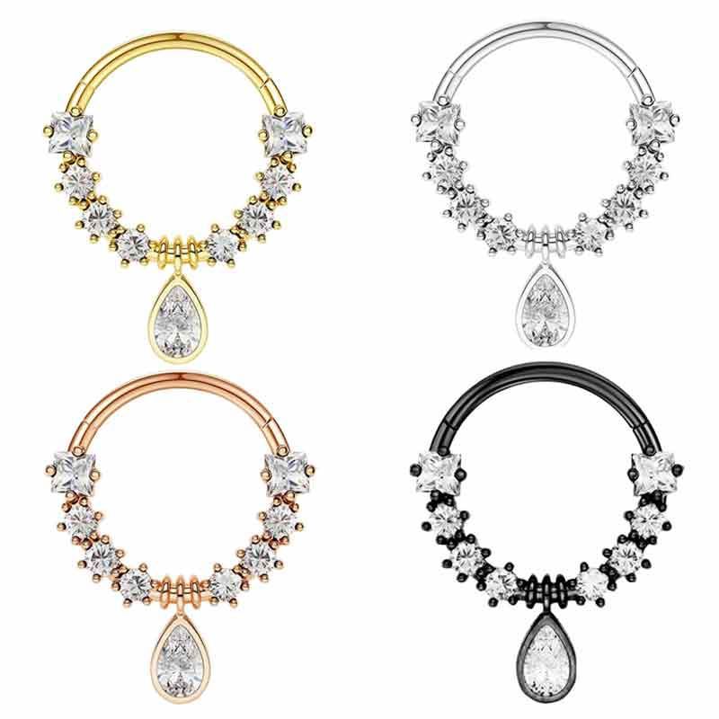 

1 шт. инкрустированное белое циркониевое кольцо в носу, круглый кулон с цирконом, кольцо в носу из нержавеющей стали, ювелирные изделия для пирсинга 1.2x8mm чёрный