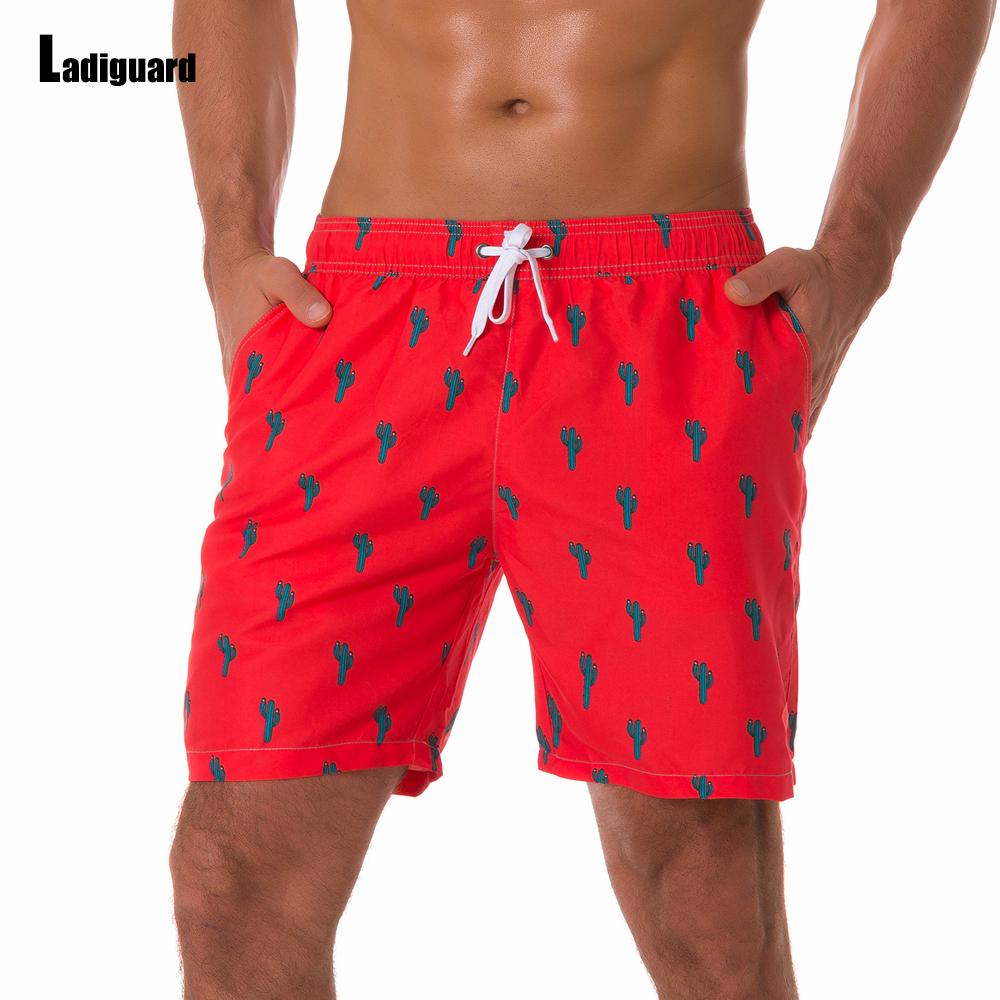 Ladiguard Plus size Men Leisure Flamingo Print Shorts 2022 Summer New Sexy Drawstring Shorts Male Casual Pocket Beach Half Pants