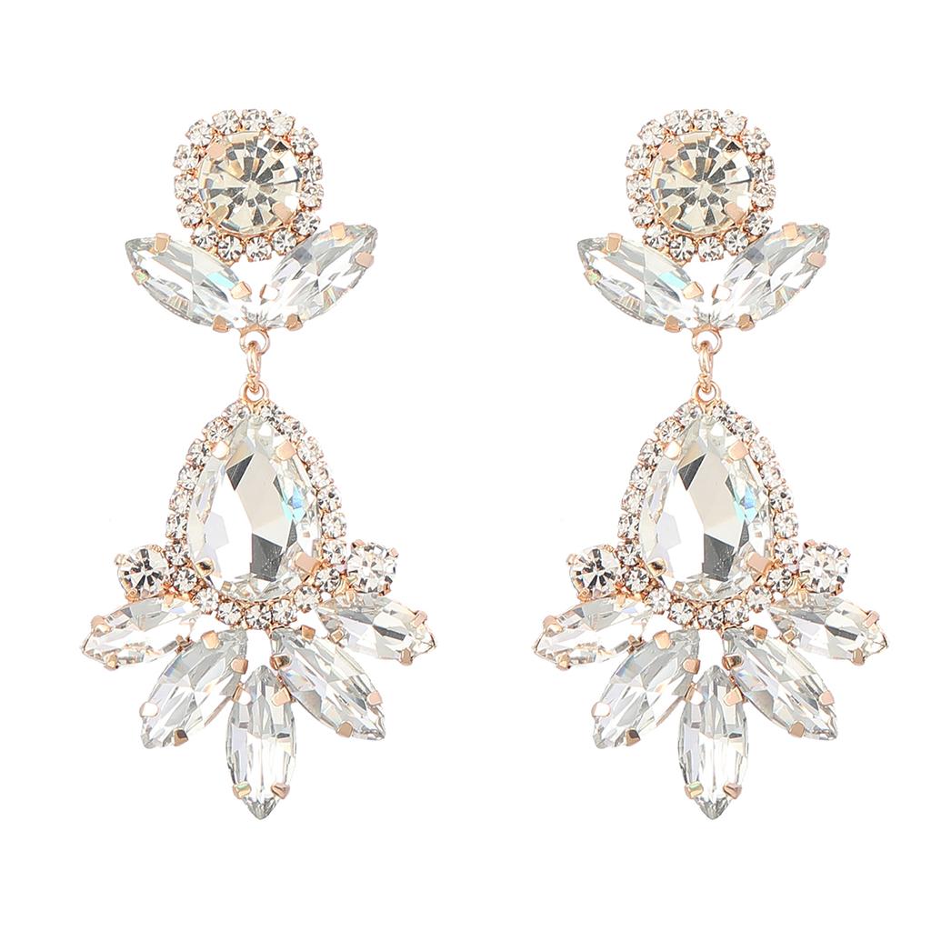 Summer New Metal Glass Rhinestone Geometric Dangle Earrings Holiday Party Trend Statement Earrings Pauli Manfi Women's Earrings