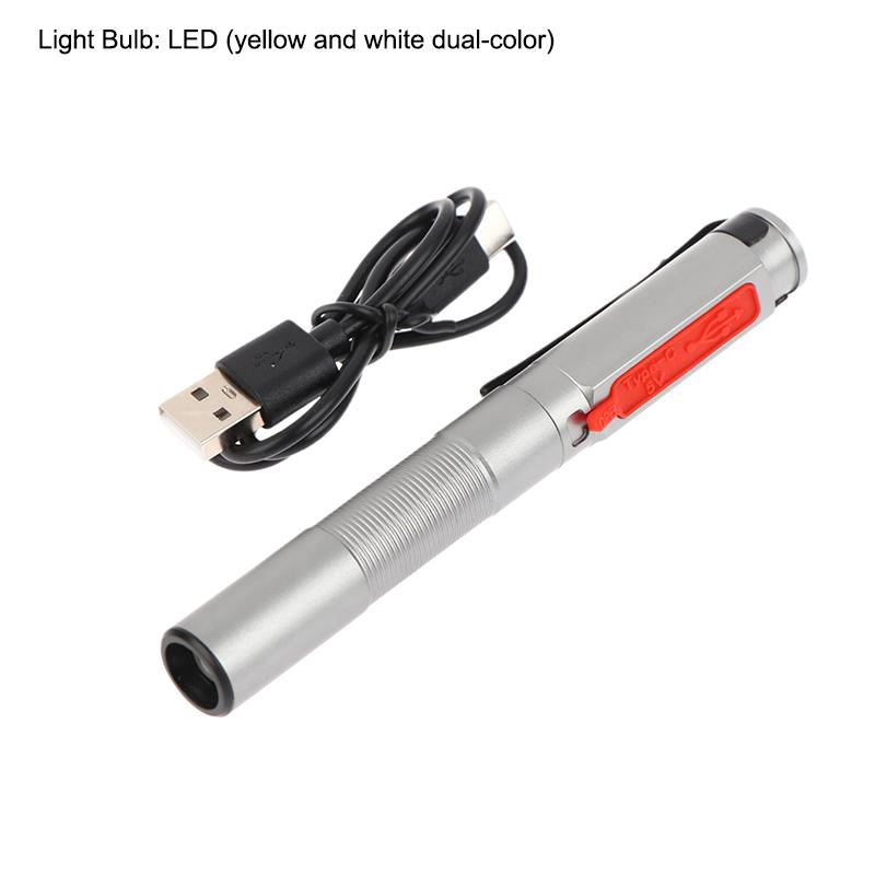 Rechargeable Medical Handy Pen Light Dual Light Source Led Flashlight Mini Pocket Doctor Oral Examination Penlight Clip Lamp