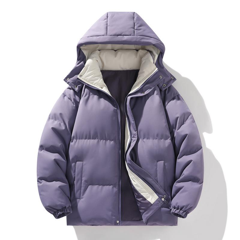 Winter Baumwolle gefütterte männliche Paar mit der gleichen Kapuze Baumwolle gefüttert Casual Solid Color Dick Warm Trend Loose Casual Coat Männer