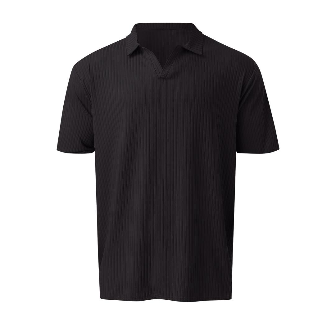 Men's V-line Stripe Short Sleeve Shirts Golf Shirt Color Contrast Outdoor Street Casual Fashion Casual Slim Fit T-Shirt