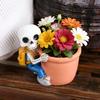 Cute Skeleton Planter Decorative Resin Flowerpot Small Skeleton Plant Pot for Succulents Halloween Desktop Decoration
