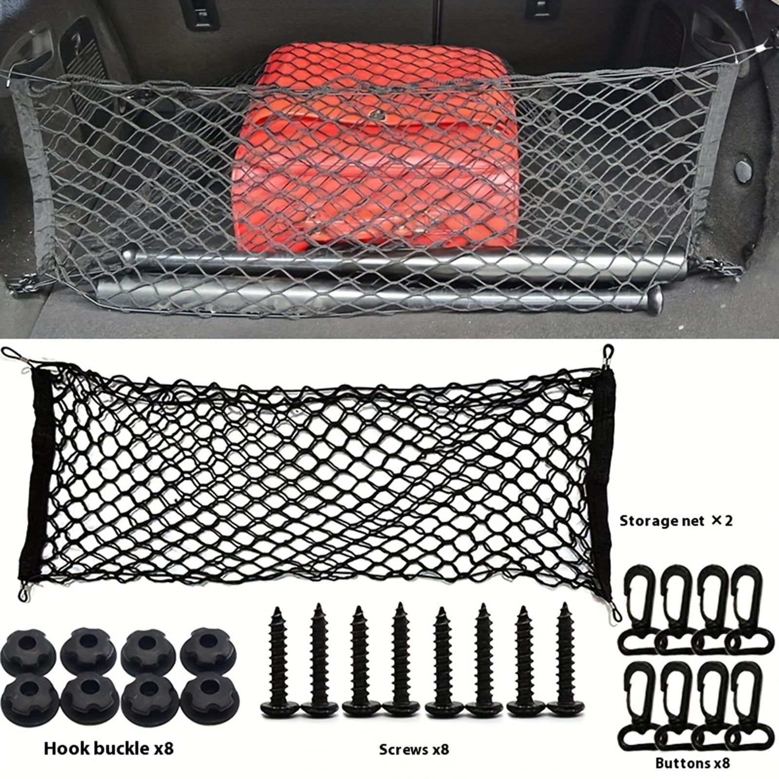 

[1/2 комплекта сетки для хранения в автомобиле] 1/2 комплекта эластичной сетки-органайзера для хранения груза в багажнике | Нейлоновая пластиковая сетка для кузова пикапа с крючками для автомобиля, внедорожника, пикапа One Size
