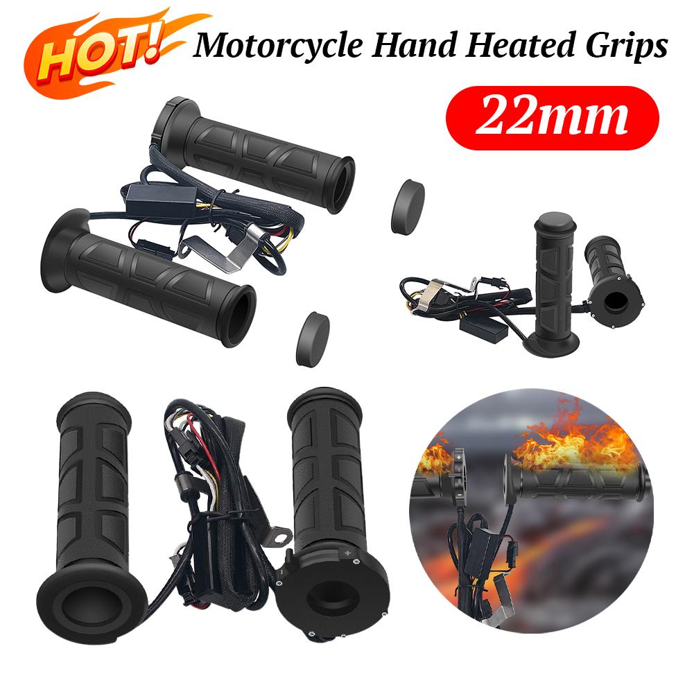 Empuñaduras Calefactables para Manillar de Motocicleta 22mm Mango Caliente Ajustable Regulación de Temperatura de 3 Velocidades Manillar Calefactable para Motocicleta