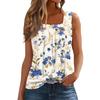 Women's Fashion Casual Basic Pleated Plain Button Square Collar Sleeveless Vest Print Summer Tank Tops