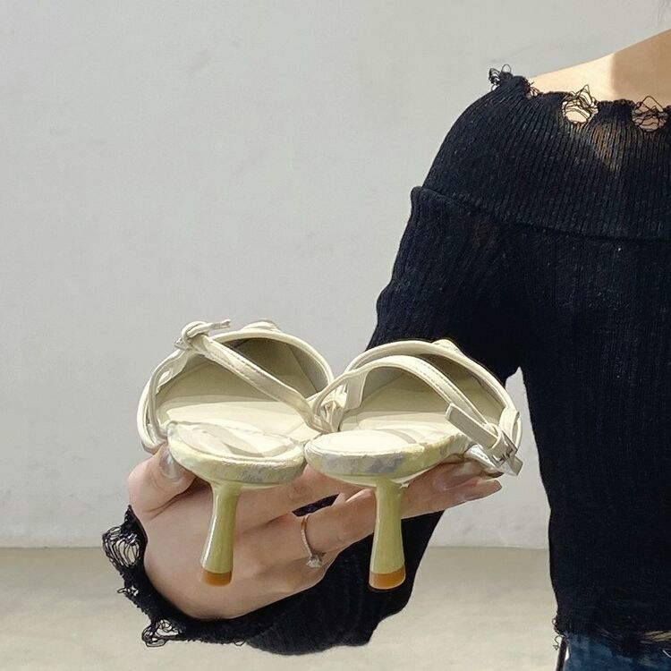 Single Shoes Temperament Light Mouth Kitten Heel French New Chinese Bag Head Sandals Pointed Head Word with Stiletto Women's High Heels