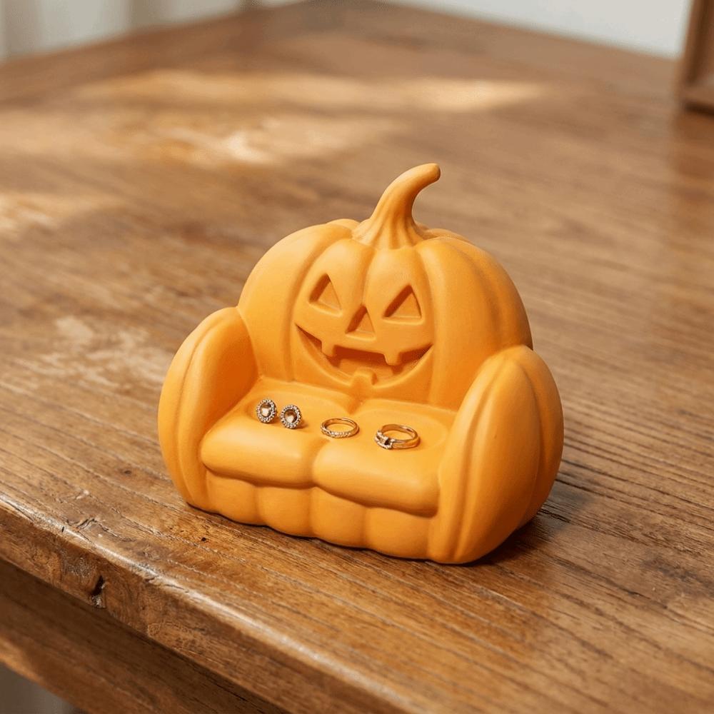 Realistic Pumpkin Sofa Ornaments Spooky Design Ghost Pumpkin Storage Tray Mini Halloween Sofa Gift