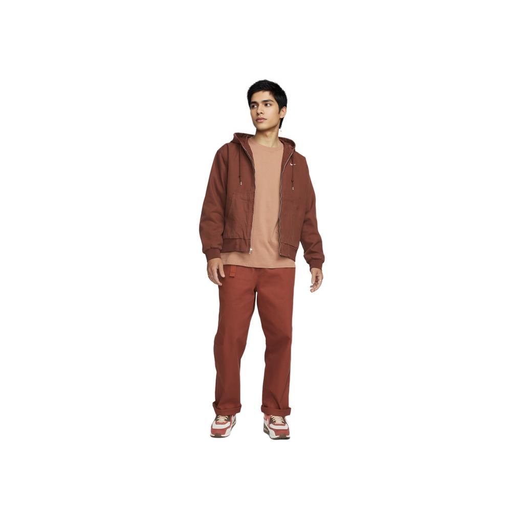 Nike Solid Color Logo Print Zip-Up Hooded Jacket Men jackets Brown DQ5173-217