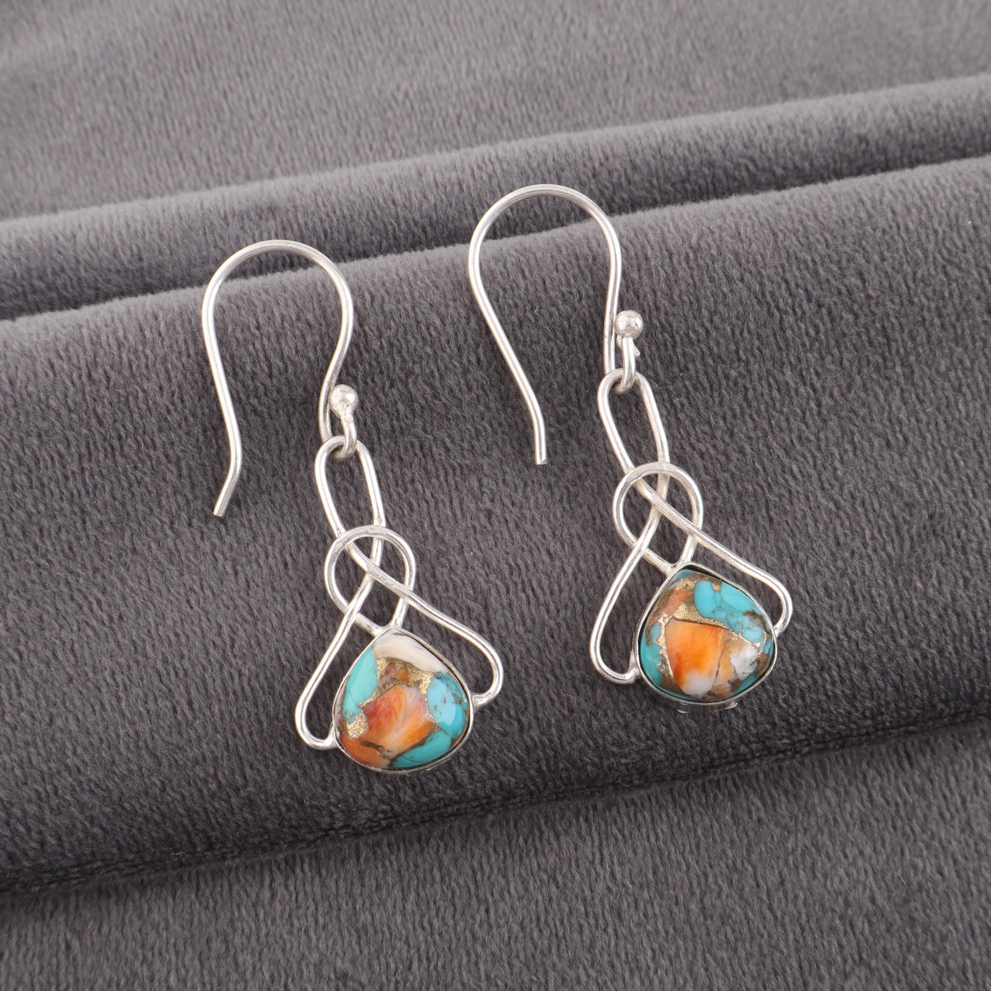 

Украшения из колючей устрицы, Серьги из стерлингового серебра 925 пробы, Серьги с драгоценными камнями ручной работы на День памяти 1.50 inches разноцветный