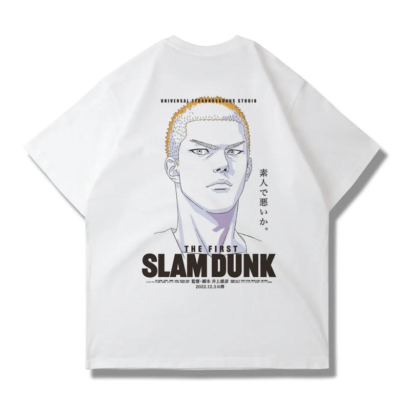 Japanese Anime Slam Dunk Master Big Movie Blockbuster Short Sleeve T-shirt Summer Loose 100% Cotton Sakura Ikebana