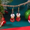 Christmas Rhinestone Imitation Pearl Ball Wear Hat Snowman Drop Earrings Glitter Earrings Holiday Jewelry Gifts For Women Men