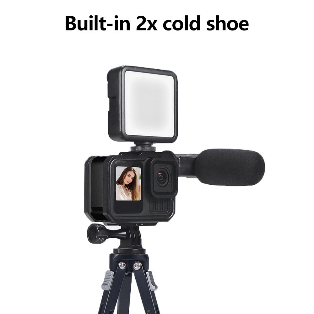 Aluminum Alloy Cage Metal Frame Protective Housing Case for GoPro Hero 13/12/11/10/9 Action Camera with 1/4 & Cold Shoe Mount