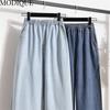 Modique Pantaloni de damă casual din denim, mărime mare, largi, casual, de culoare solidă, pantaloni lungi, din denim, cu talie înaltă, negri, dulce