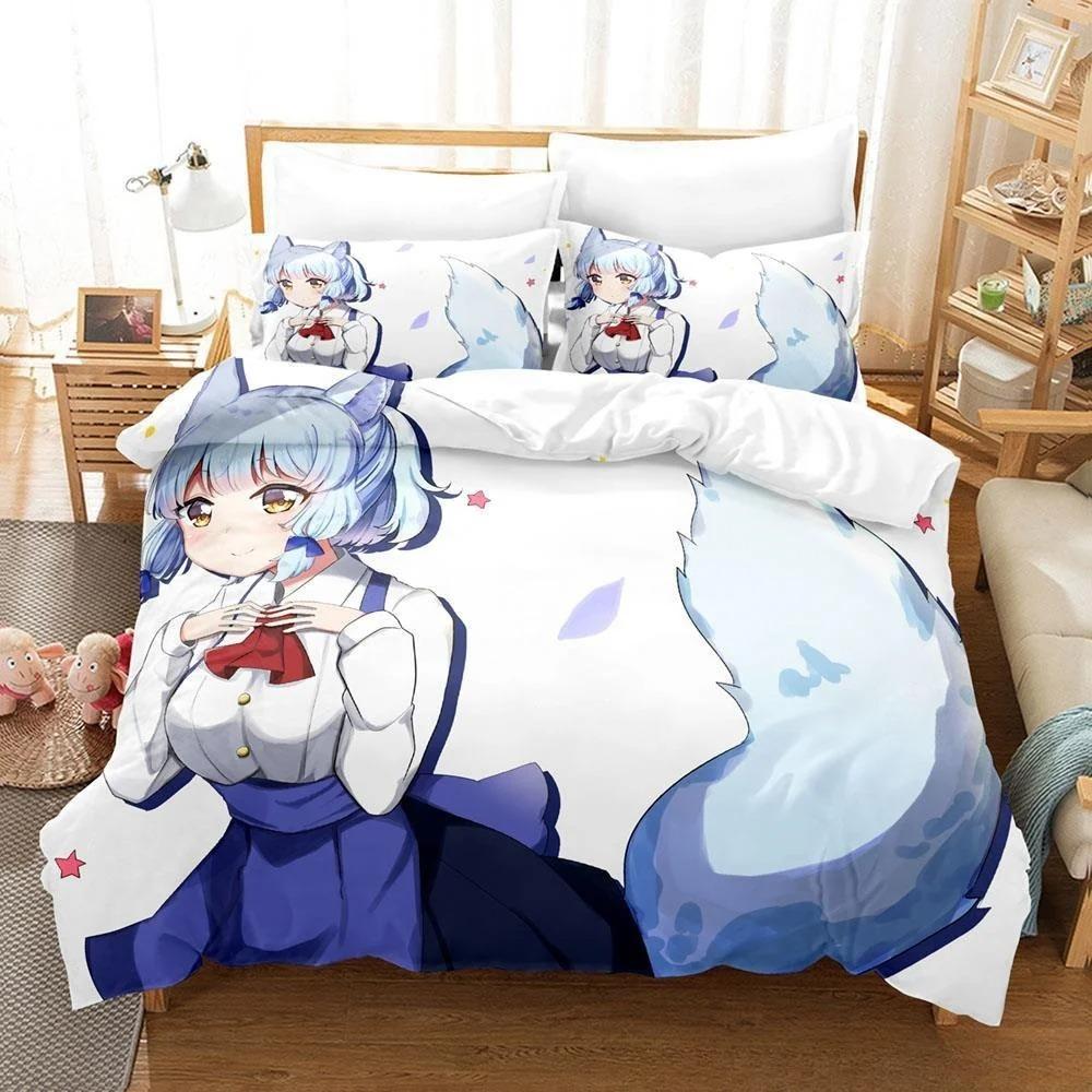 New Anime Girls The Demon Girl Next Door Bedding Set Single Twin Full Queen King Size Bed Set Adult Kid Bedroom Duvet Cover Sets