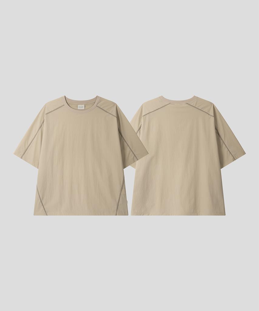 BLACK MOMENT Tech Stitch Oversized T-Shirt [Beige]