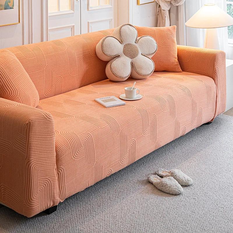 Adjustable Elastic Sofa Cover Stretch Sofa Seat Cover Jacquard Sofa Covers for Living Room Decor Non-slip Slipcover Couch Covers