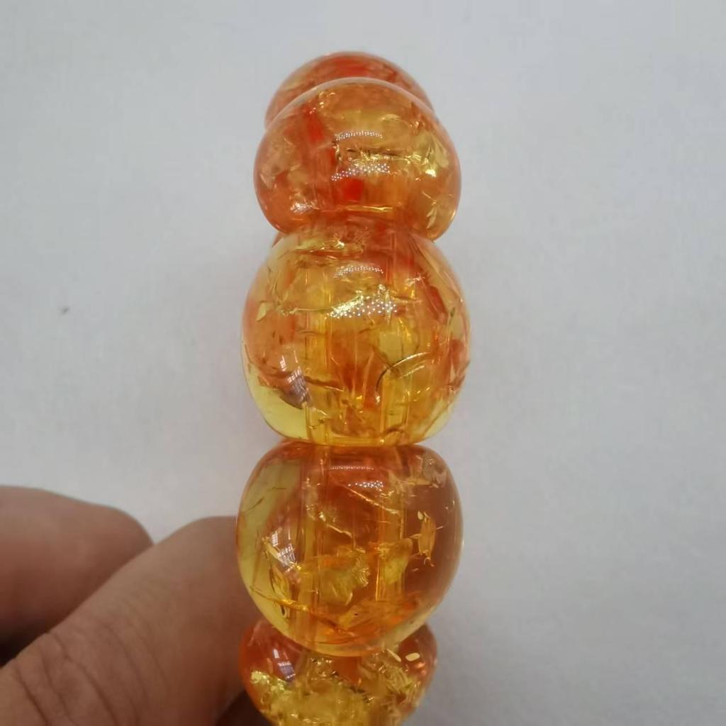 Ethnic Style Amber Acrylic Flower Bracelet: Semi-Circular Hand-Strung Design for Men and Women.