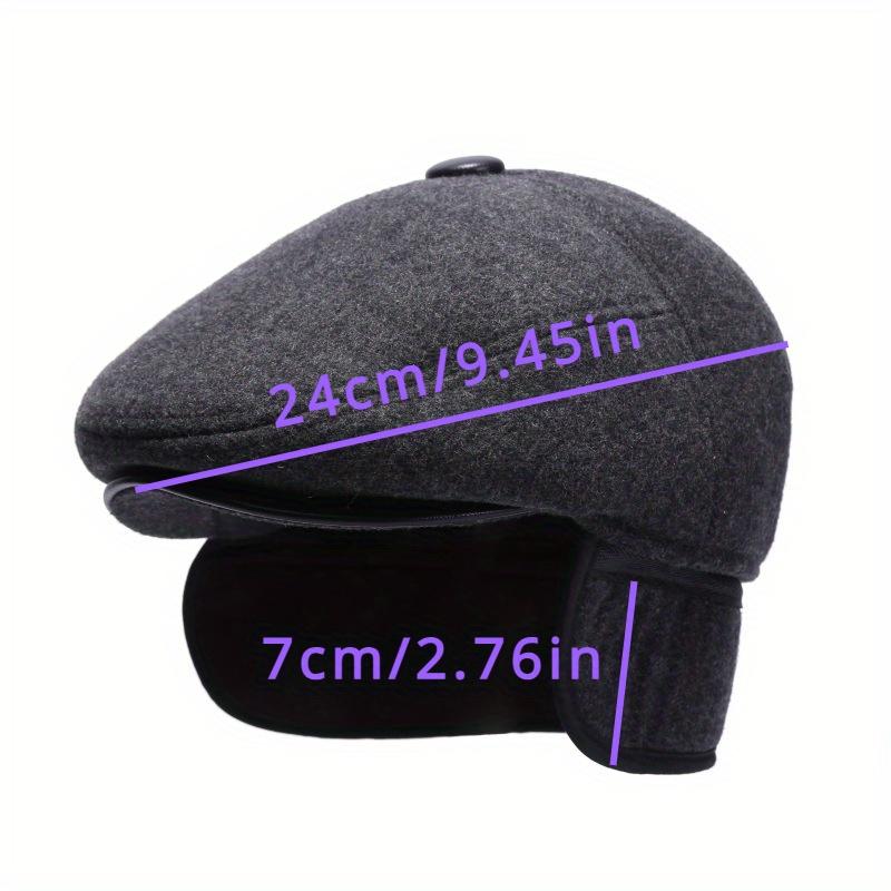 1 Pc Warm Winter Caps for Men Solid Black Grey Ivy Newsboy Flat Cap Male 5 Panels Beret Hat with Ear Flaps Bere