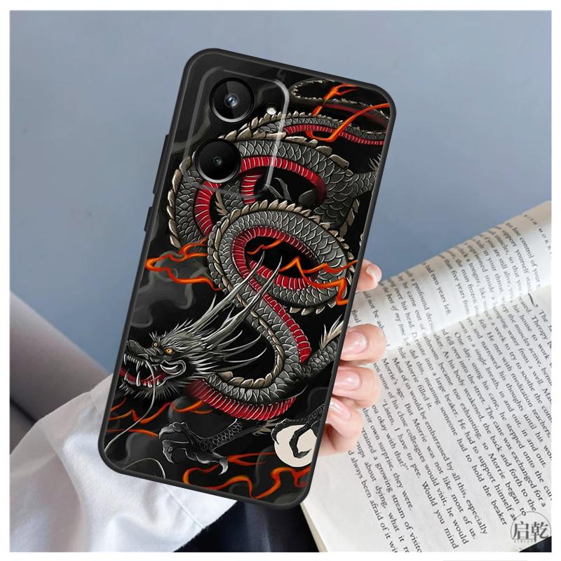 Chinese Dragon Case For Realme C55 C67 C53 C51 C35 C33 C31 C30 C25s C21Y GT Neo 5 GT5 9 10 11 12 Pro Plus