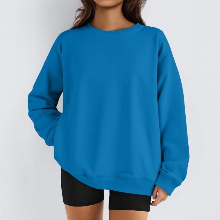 Damen Winter Fleece Tops Langarm Sweatshirt Lässiger Rundhalsausschnitt Pullover Lockerer Schnitt Warme Wintertops