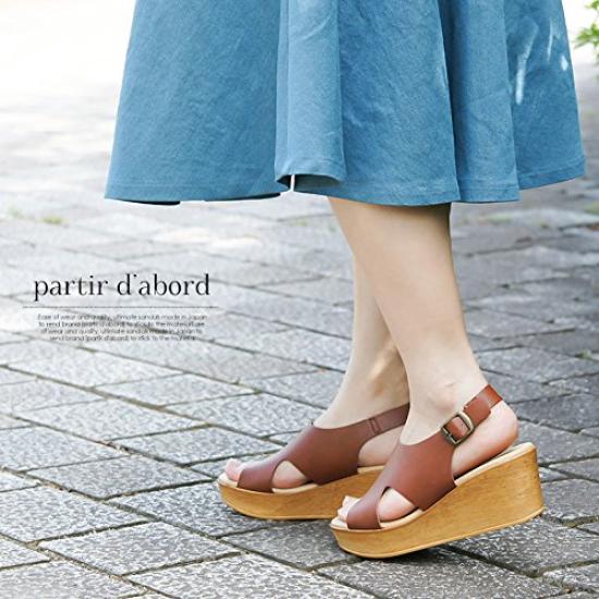 sandals for easy to walk wedge back LL [Arch Contact] (Partir d`abord) Japanese-made women, in, sole, strap, black,