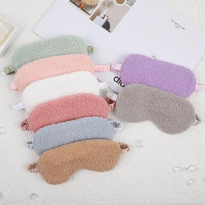 Plush Eye Mask with Elastic Band, Ear-Friendly, Lamb Wool, Solid Color, High-Style Silk Imitation for Napping.