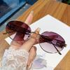 Retro Oval Frame Sunglasses  New Metal Sunglasses Ins Street Sunglasses 98111