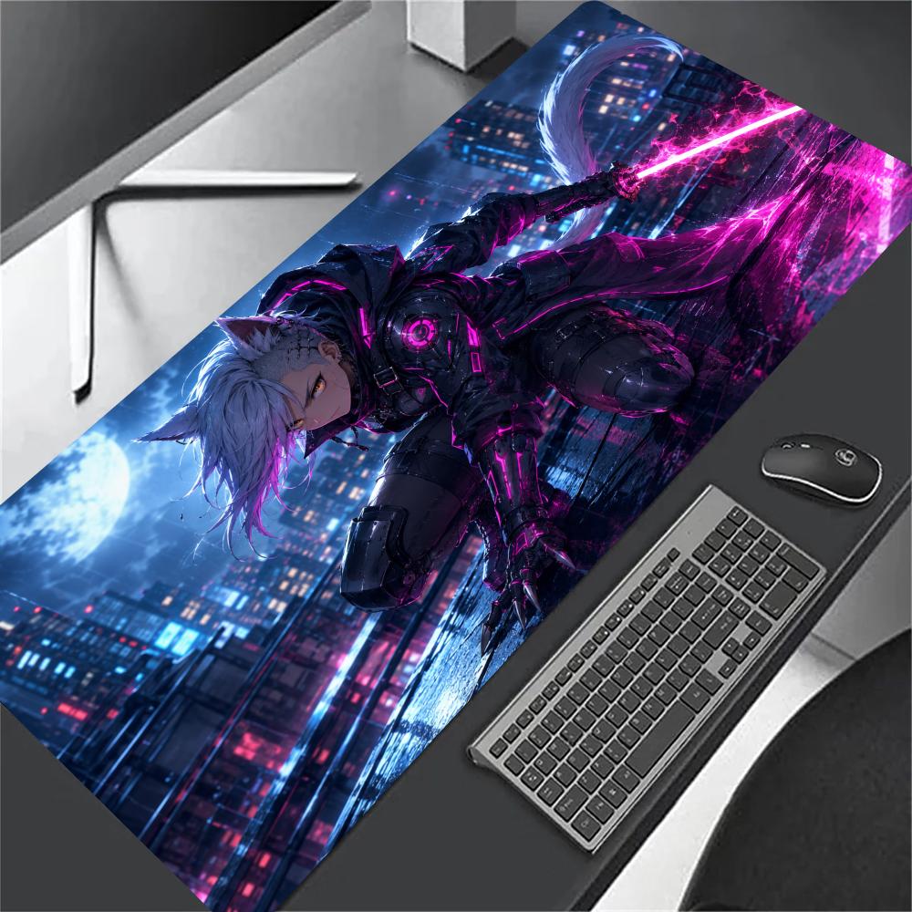 Anime Girl XL Gaming Mouse Pad Stitched Edge Non-Slip Rubber Base Large Desk Mat For PC Laptop Gamer Mouse Pads Playmat Rug