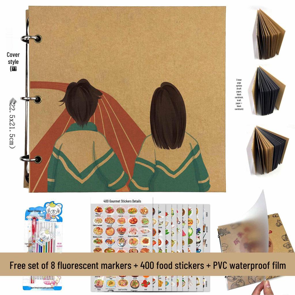 Hand-Painted Homemade Family Recipe Book - DIY Handwritten Kraft Paper Album